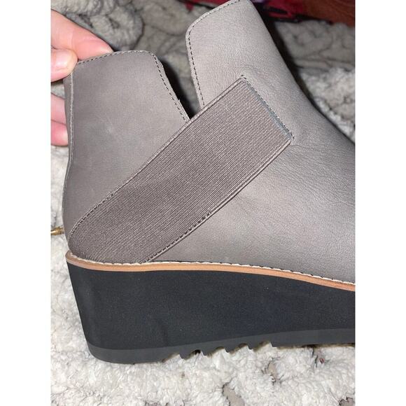 Eileen Fisher Women's Lark Leather Gray Suede Wedge Heel Booties 12 Slip On - Picture 6 of 10